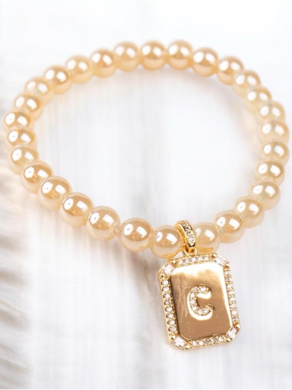 Violet and Brooks Clara Initial "C" Stretch Bracelet